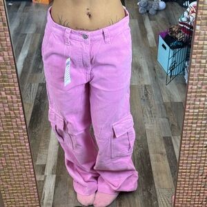 Pink corduroy cargo pants